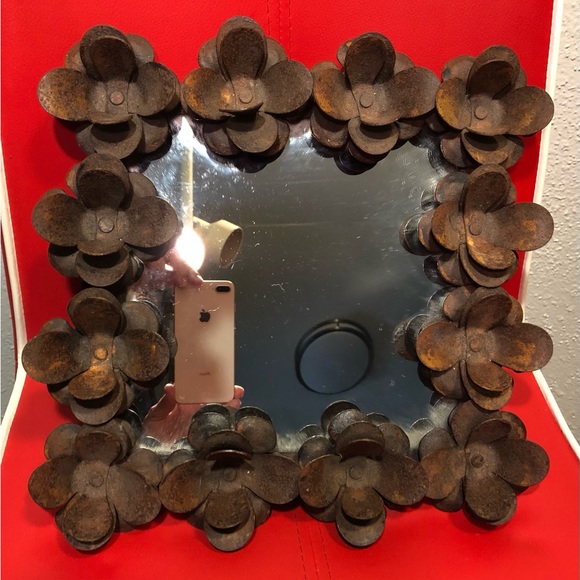 MIRROR INCREDIBLE IRON ART PIECE 12 “X 12 “ Hand Forged Rustic Heavy - Picture 8 of 8